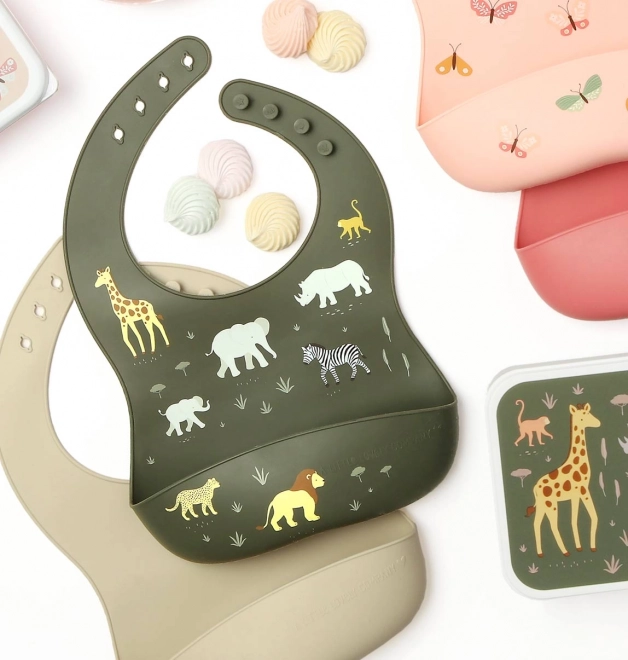 Siliconen baby slabben met vlinderontwerp – Savannedieren