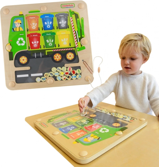 Masterkidz Magnetisch Bord Afvalscheiding Recyclevrachtwagen Montessori