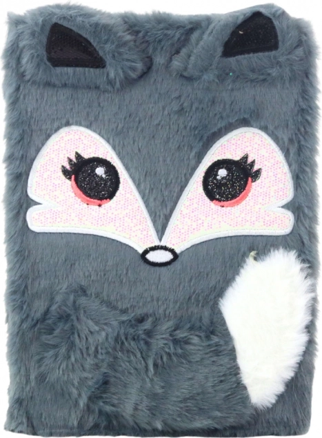 Carnet en peluche avec renard gris A5 80 feuilles