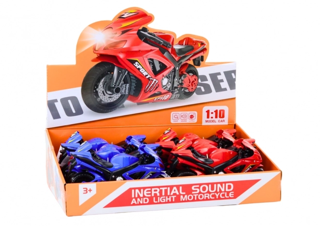 Sport motorfiets met wrijvingsaandrijving, licht en geluid, 2 kleuren