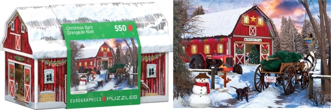 Puzzel in blikken doosje Kerst op de boerderij 550 stukjes EUROGRAPHICS