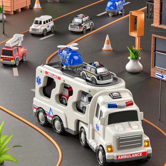 Kit de sauvetage Woopie avec camion de remorquage et 5 voitures