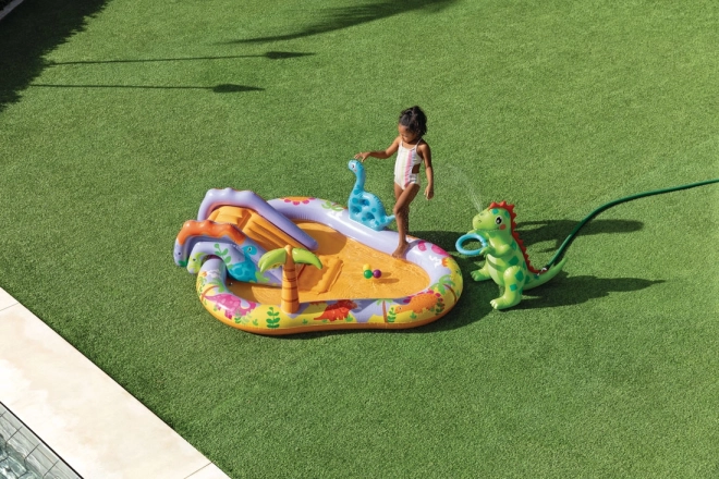 Jeu d'eau gonflable pour enfants avec toboggan et fontaine Dino INTEX