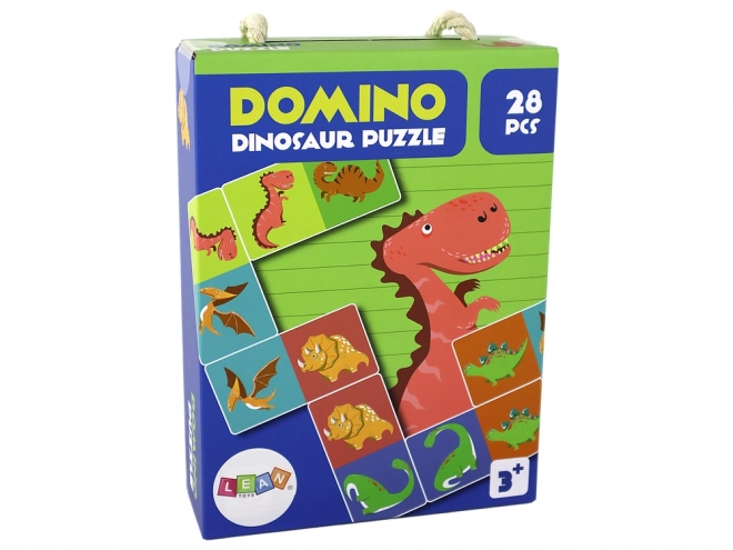 Puzzelspel Dubbelzijdige domino Dinosaurussen - 28 stukken