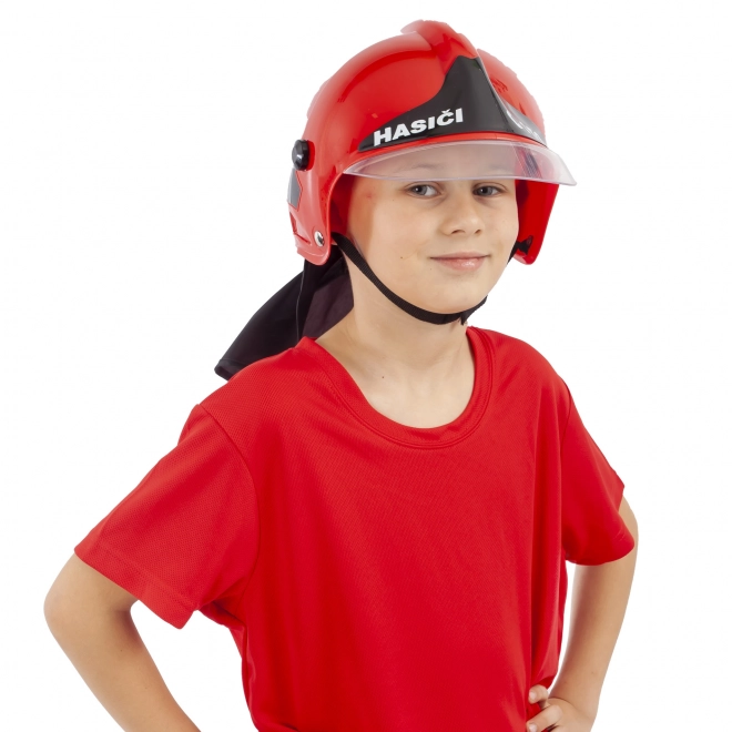 Kinderen helm/helm brandweerman rood CZ tekst