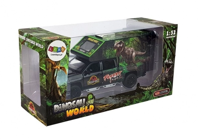 Schwarzes Wohnmobil mit Dinosauriern 1:32