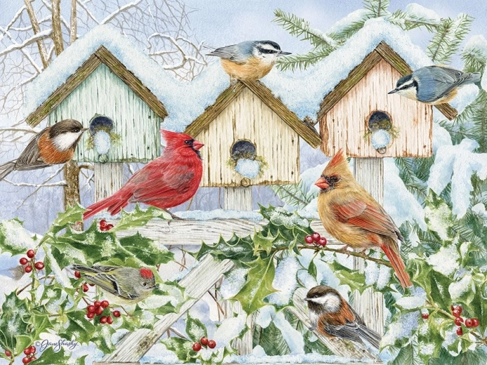 Beautiful winter motif with birds