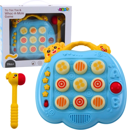 Interactive Whac‑A‑Mole game with hammer for kids – blue