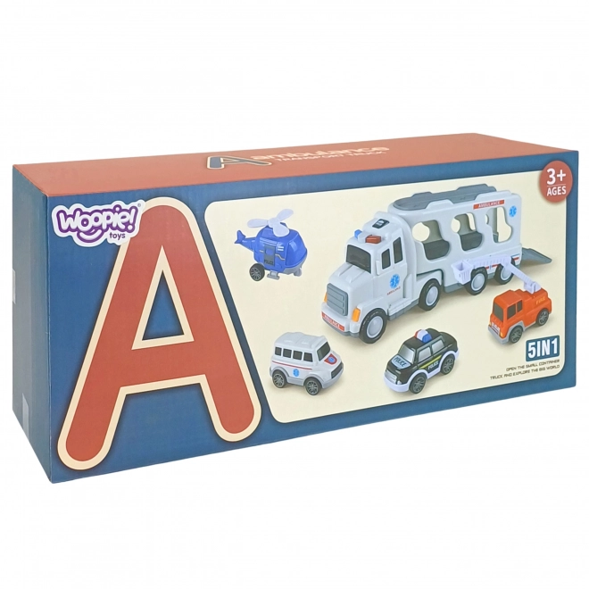 Kit de sauvetage Woopie avec camion de remorquage et 5 voitures
