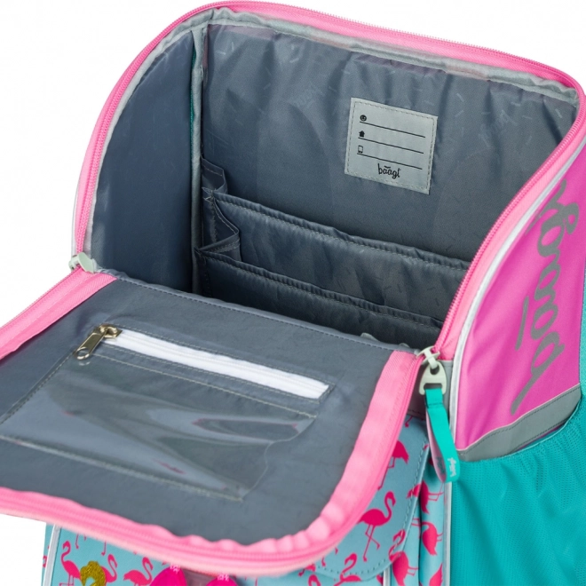 Schooltas met flamingopatroon