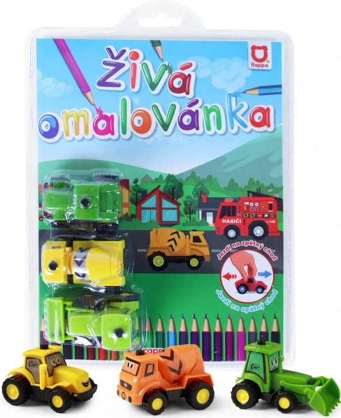 Lebendiges Ausmalset Baustellenfahrzeuge – 3er-Set