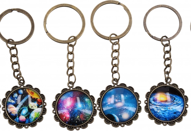Porte-clés rond à motif spatial