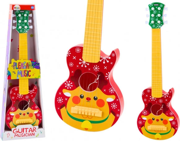 kinder speelgoedgitaar met snaarafstelling rendier rood