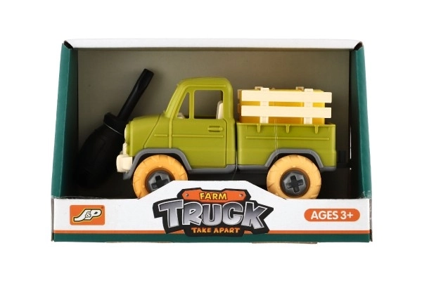 Camion à visser en plastique 14cm avec tournevis à roue libre dans une boîte 19x12x9cm