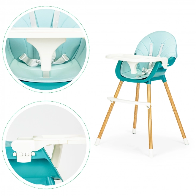 Ecotoys Eetstoel 2-in-1 turquoise