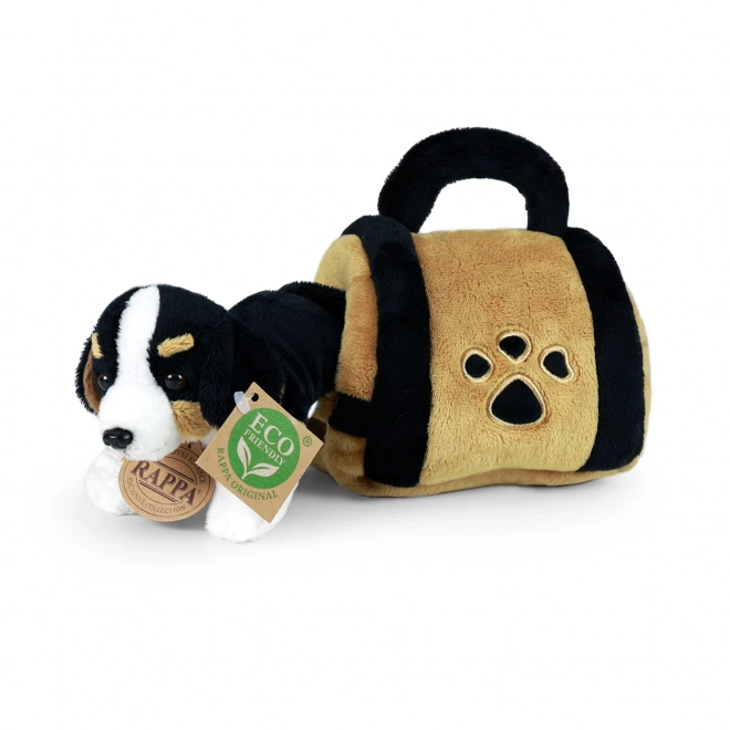Plush Dog Bernese Mountain Dog in Eco-Friendly Carrier 15 cm