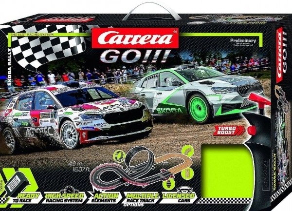 Autobaan Carrera GO!!! 62584 Škoda Rally 4,9m + 2 auto's in doos 58x40x10cm