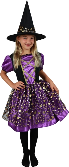Kinderkostüm Hexe violett‑schwarz – M