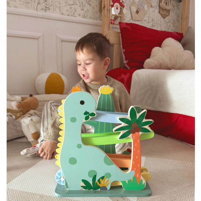 Klassieke houten dinosaurusbaan