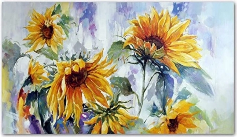 Diamantschilderen zonnebloemen 80 × 40 cm