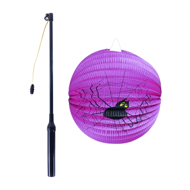 Lampion Halloween spin 25 cm met verlichte stok 50 cm