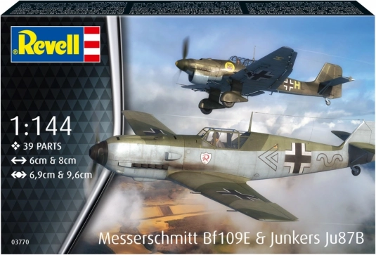 Maquettes plastiques d’avions Messerschmitt Bf 109E et Junkers Ju 87B 1/144