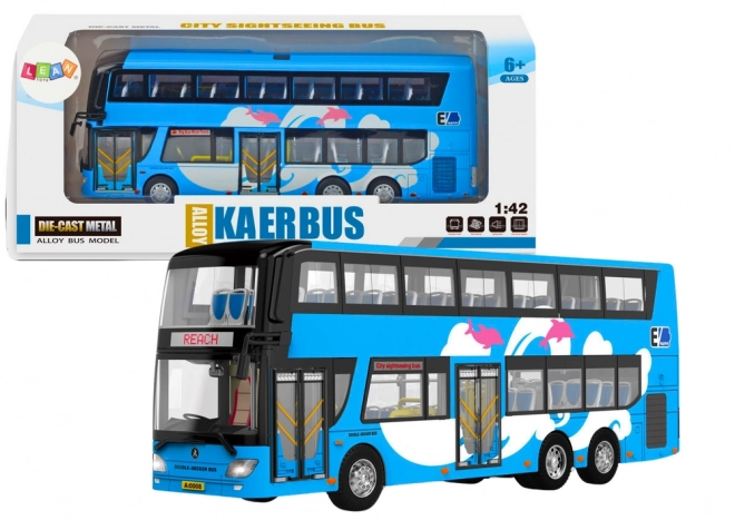 Blauwe dubbeldekker toerbus 1:42