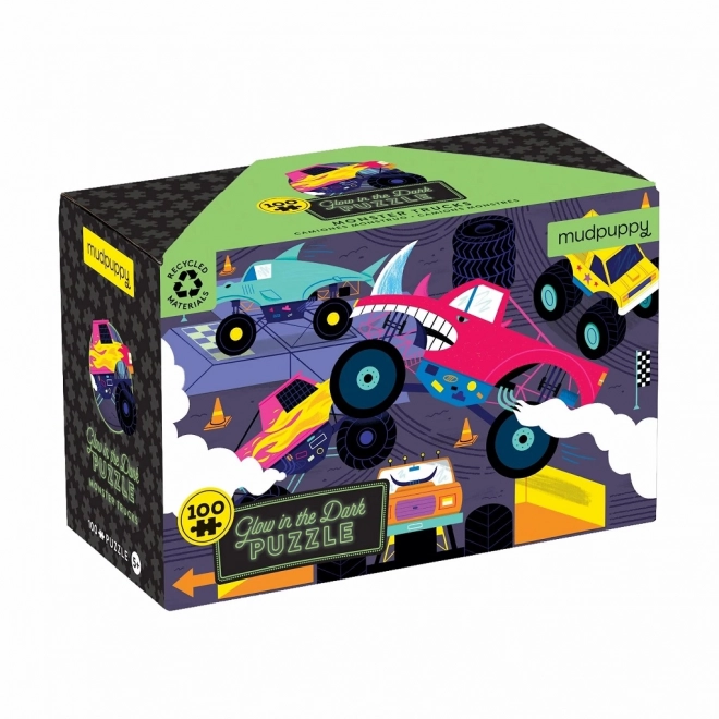 Puzzle Gloeiende Monster Trucks van Mudpuppy - 100 Stukken