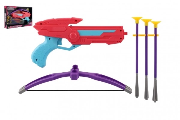 Kleurrijke plastic kruisboog met zuignap pijlen