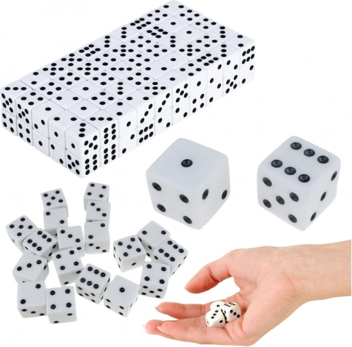 Set de dés classiques 1–6, blancs, 100 pcs