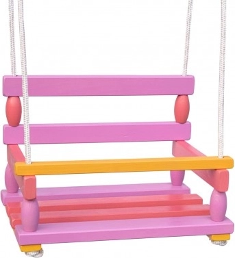 Holz-Kinderschaukel 40 × 30 cm, Tragkraft 80 kg – Rosa