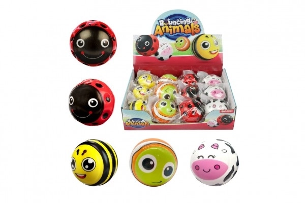 Stuiterbal met dieren van rubber