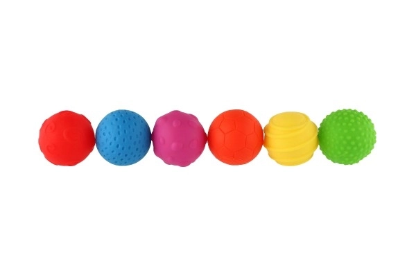 Set van 6 ballen met textuur rubber 6cm in doos 6m+