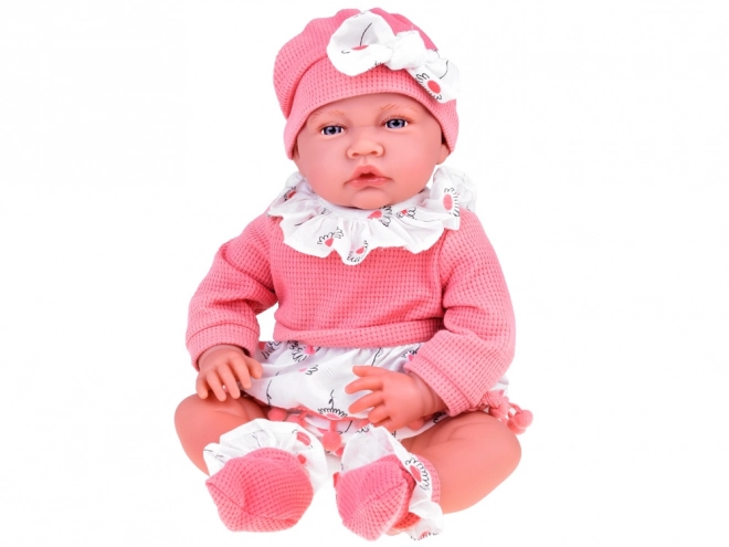 Interactieve pop van 45 cm in roze outfit