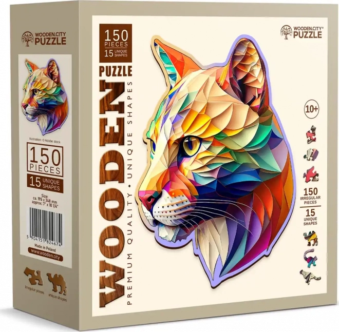 WOODEN CITY Puzzle en bois Puma colorée 150 pièces ÉCO