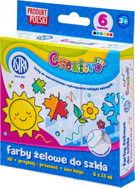 ASTRA CREATIVO peintures gel pour verre 6×15 ml