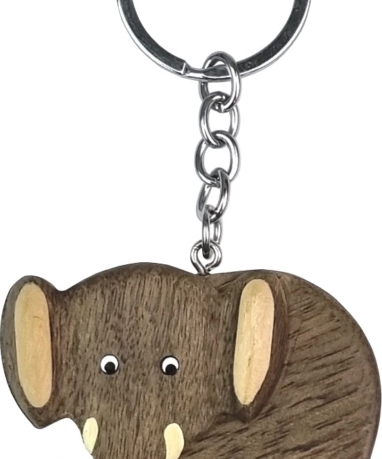 Large Wooden Keychain Elephant