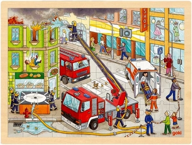 Houten puzzel Brandweer 96 stukjes van GOKI