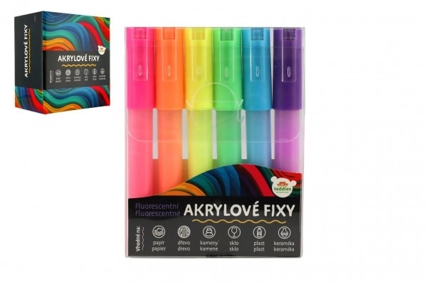 Fluorescerende acrylstiften voor verschillende oppervlakken 6 stuks