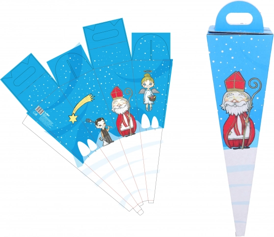 Cornet Saint-Nicolas bleu 50 cm