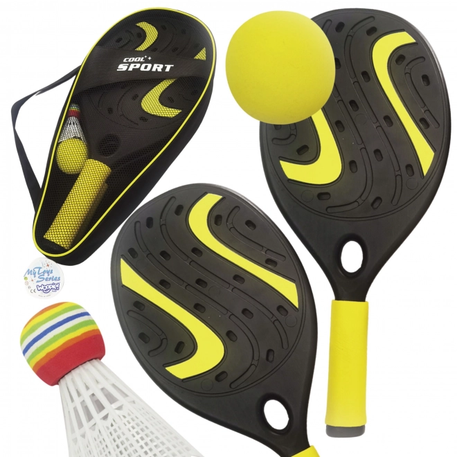 Woopie Rakete mit Weichschaumball und Korb - Set für Strand und Garten