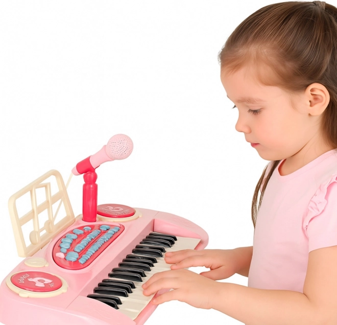 Interactief kinderpiano met microfoon 37 toetsen roze