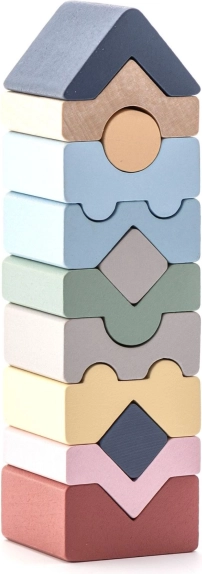Cubika Pastel Tower XI – wooden stacking toy 12 pieces