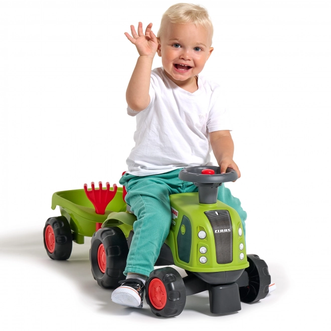 Tracteur enfant Falk Claas 470 Arion vert avec remorque et ensemble pour le sable