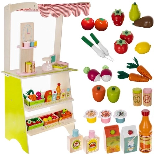 Houten kraam met accessoires voor kinderen