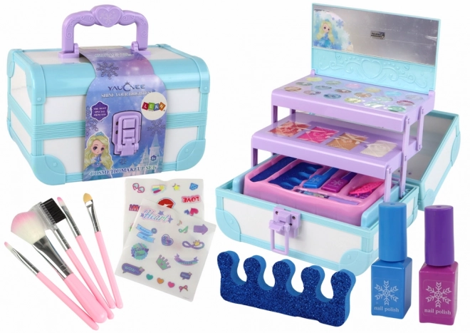 Set de cosmétiques Cosmétique Maquillage Fabrication d'ongles Coffre bleu