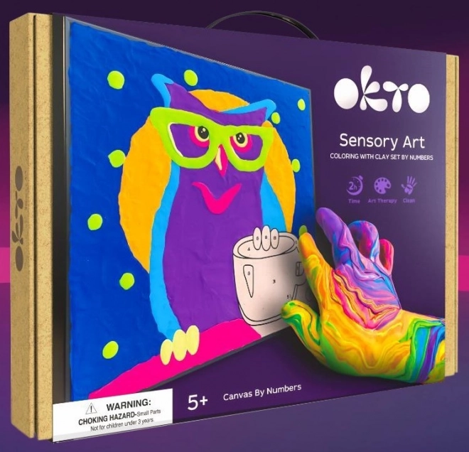 OKTO Sova ensemble artistique peinture sur toile 29x29 cm