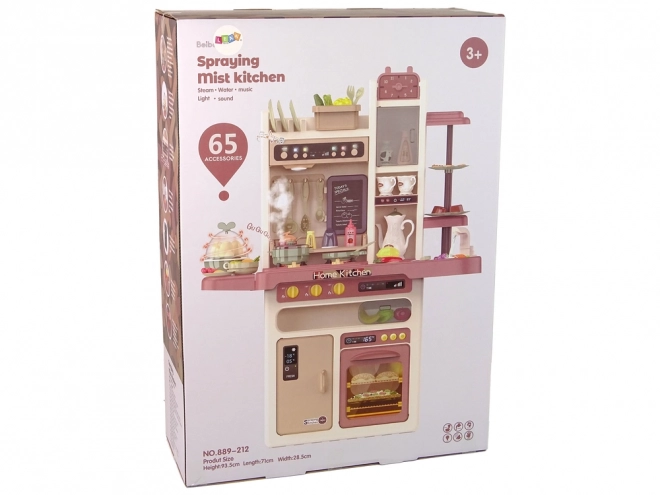 Children's kitchen with water, steam, and sounds - 65 accessories