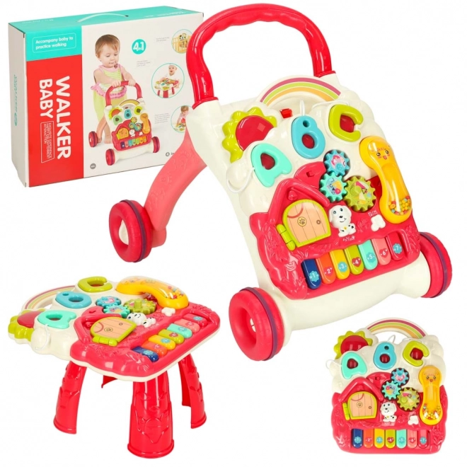 Baby walker/multifunctional table 4in1 – Red