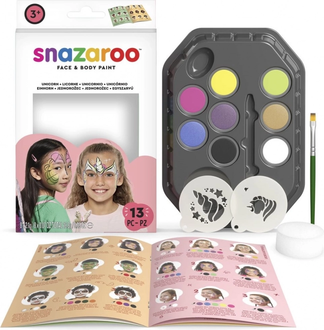 Set van Snazaroo kleuren voor gezicht en lichaam met sjablonen Eenhoorns en Vlinders